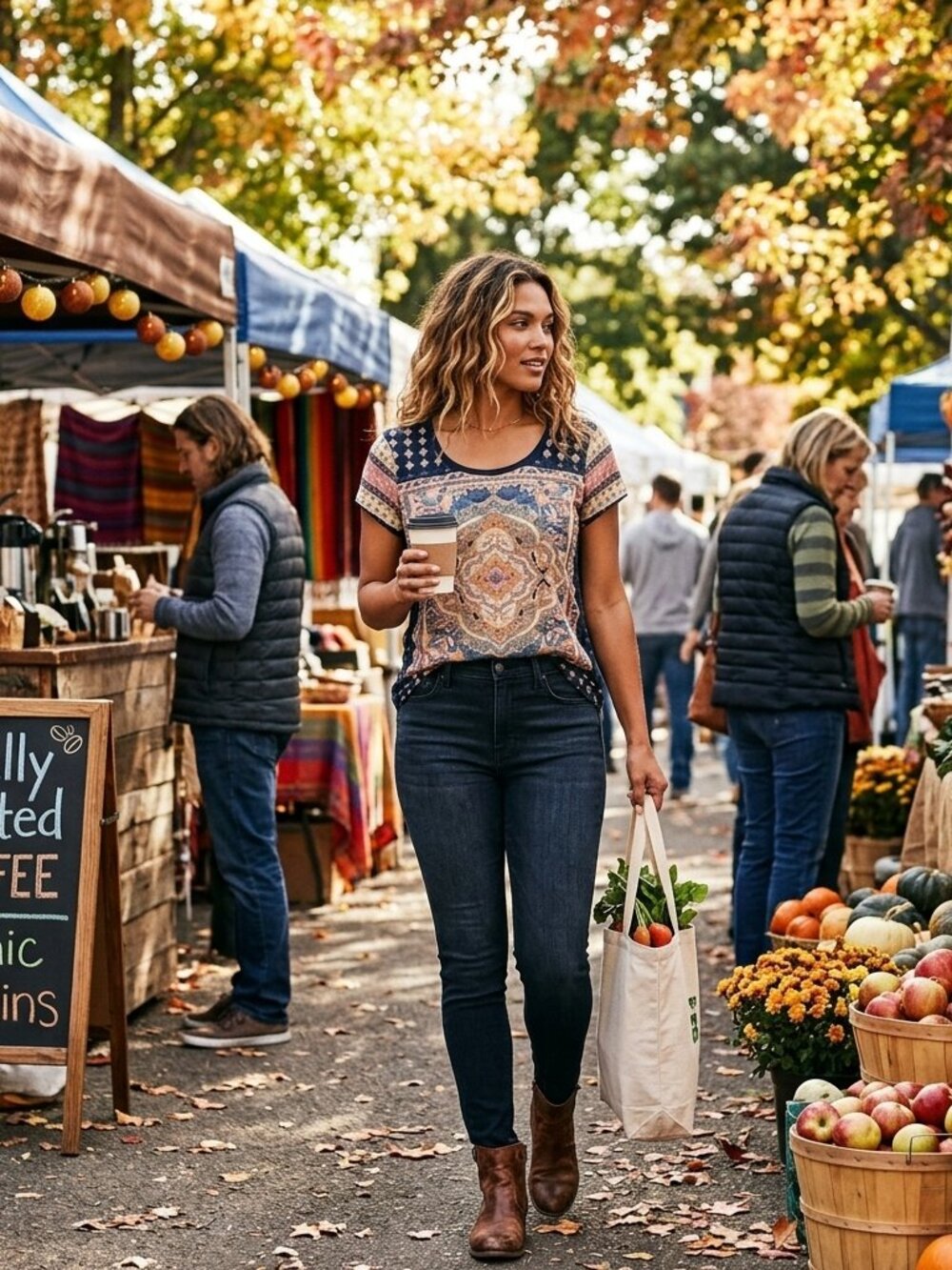 Lucky Brand Persian Carpet Tee 1X Cotton Modal Scoop Neck Boho Knit T-Shirt